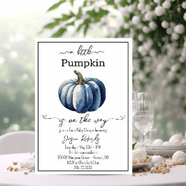 Een kleine Pumpkin Blue Baby shower uitnodiging