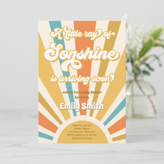 Een kleine Ray Sonshine Retro Boy Baby shower Kaart (Staand voorkant)
