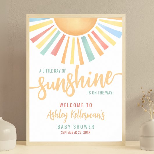 Een kleine Ray Sunshine Baby shower Welkomstbord Poster
