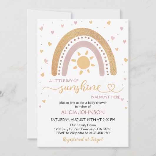 Een kleine Ray Sunshine Boho Rainbow-Baby shower Kaart (Voorkant)