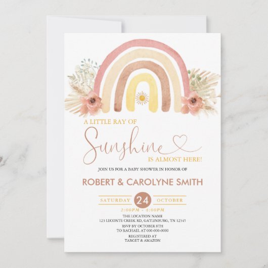 Een kleine Ray Sunshine Boho Rainbow-Baby shower Kaart (Voorkant)