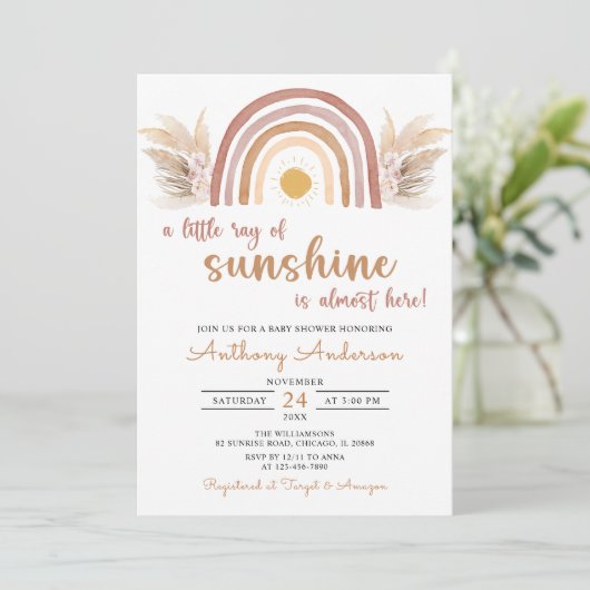 Een kleine Ray Sunshine Boho Rainbow-Baby shower Kaart (Staand voorkant)