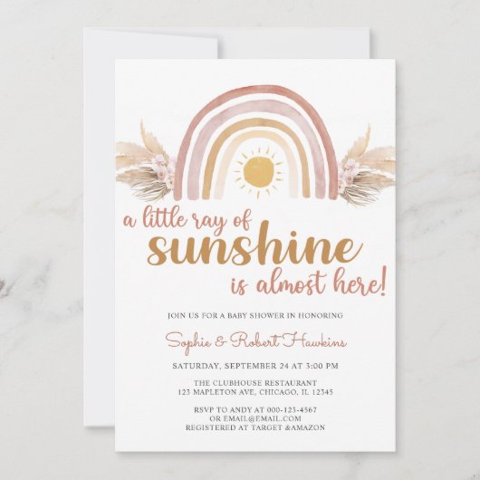 Een kleine Ray Sunshine Boho Rainbow-Baby shower Kaart (Voorkant)