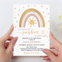 Een kleine Ray Sunshine Boho Rainbow-Baby shower Kaart