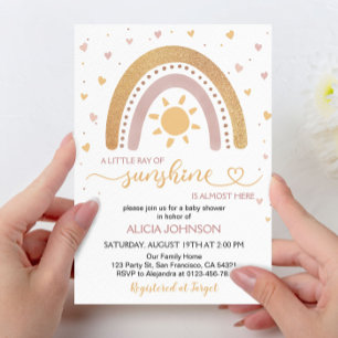 Een kleine Ray Sunshine Boho Rainbow-Baby shower Kaart