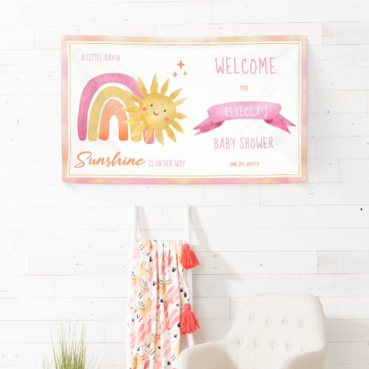 Een kleine Ray Sunshine Girl Baby shower Banner (Insitu)