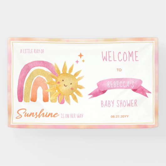 Een kleine Ray Sunshine Girl Baby shower Banner (Horizontaal)
