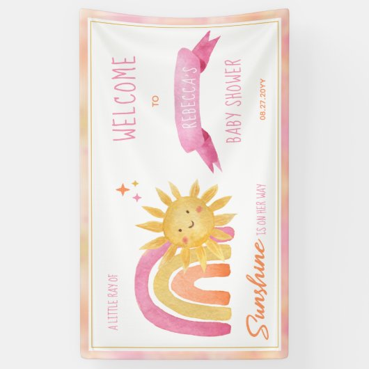 Een kleine Ray Sunshine Girl Baby shower Banner (Verticaal)