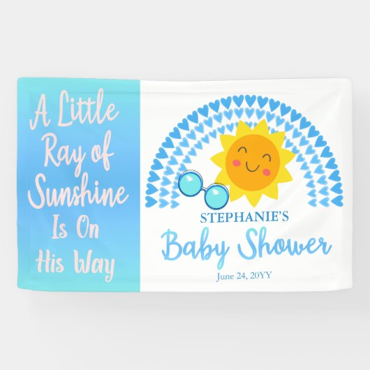 Een kleine Ray SunshineBoy Baby shower Spandoek (Horizontaal)