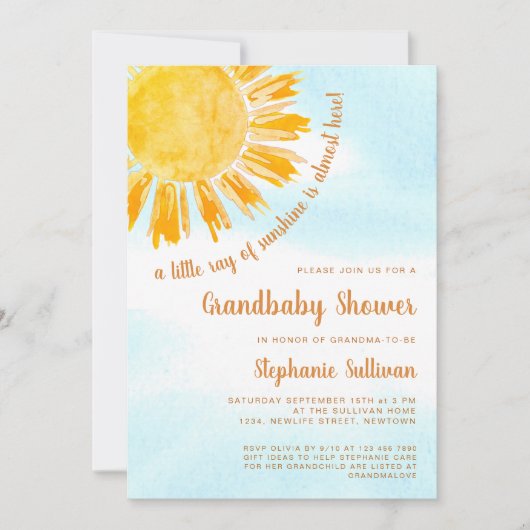 Een kleine Ray van de Sunshine Grandbaby Shower Kaart (Voorkant)