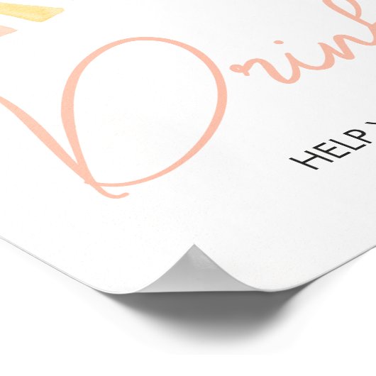 Een kleine Ray van Sunshine Baby shower Drinken Poster (Hoek)