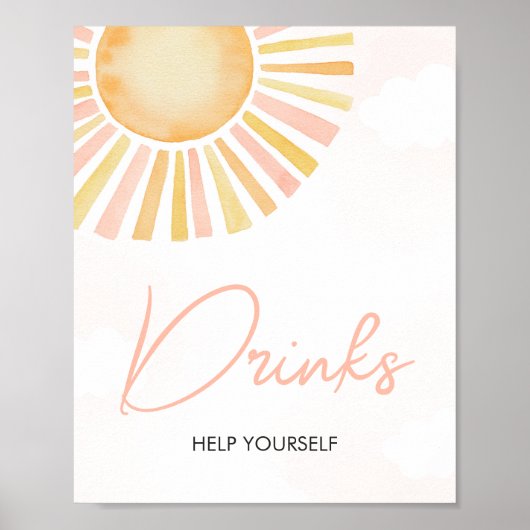 Een kleine Ray van Sunshine Baby shower Drinken Poster (Voorkant)