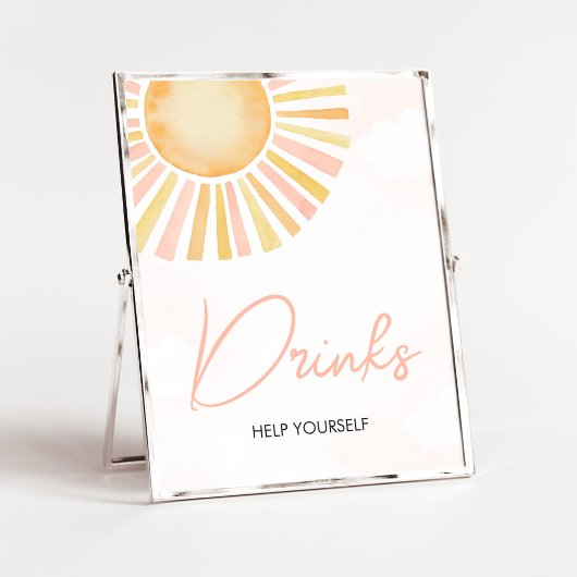 Een kleine Ray van Sunshine Baby shower Drinken Poster