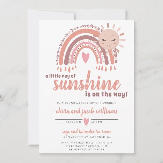 Een kleine Ray van Sunshine Boho Baby shower Kaart (Voorkant)