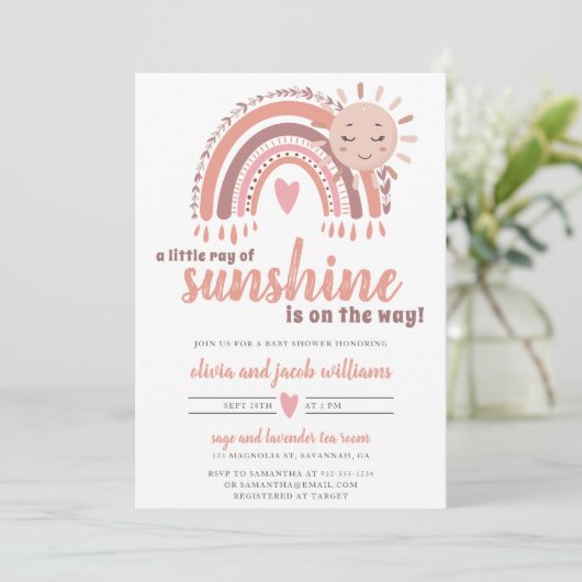 Een kleine Ray van Sunshine Boho Baby shower Kaart (Staand voorkant)