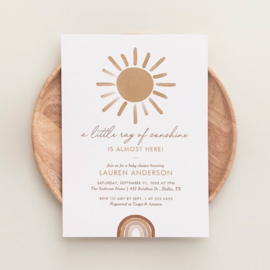 Een kleine Ray van Sunshine Boho Baby shower Kaart