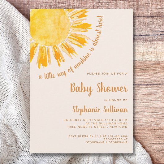 Een kleine Ray van Sunshine Boho Baby shower Kaart