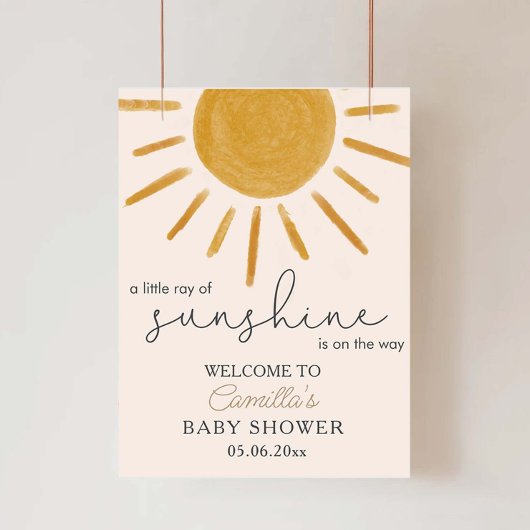 Een kleine Ray van Sunshine Boho Sun Baby shower Poster