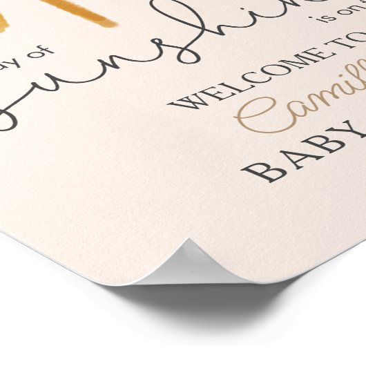 Een kleine Ray van Sunshine Boho Sun Baby shower Poster (Hoek)