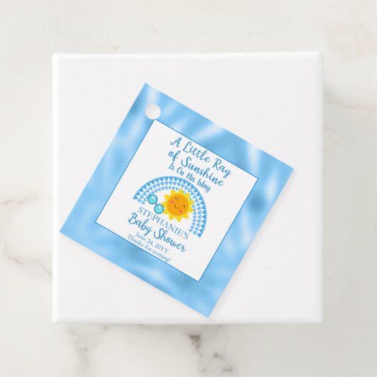 Een kleine Ray van Sunshine Boy Baby shower Bedankjes Labels (In situ)