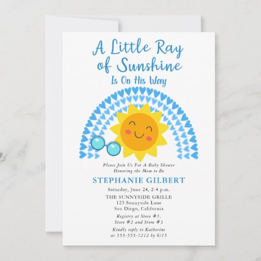 Een kleine Ray van Sunshine Boy Baby shower Kaart (Voorkant)