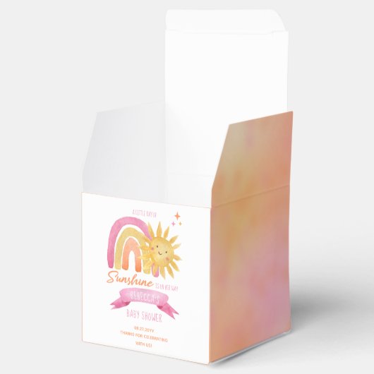 Een kleine Ray van Sunshine Girl Baby shower Bedankdoosjes (Geopend)