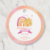 Een kleine Ray van Sunshine Girl Baby shower Bedankjes Labels (Voorkant)