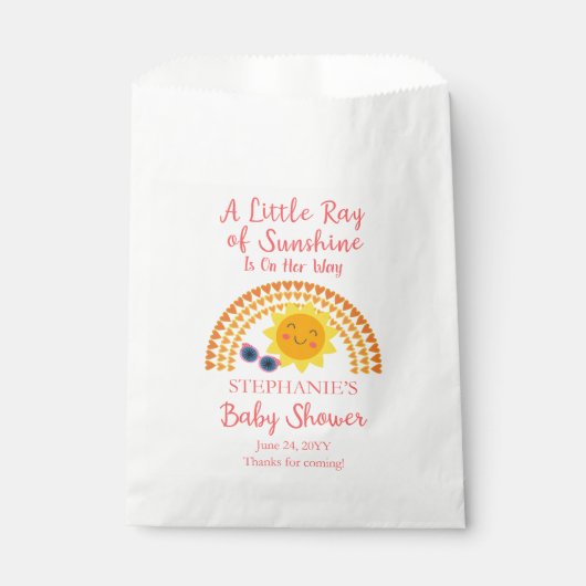 Een kleine Ray van Sunshine Girl Baby shower Bedankzakje (Voorkant)
