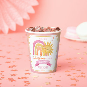 Een kleine Ray van Sunshine Girl Baby shower Papieren Bekers