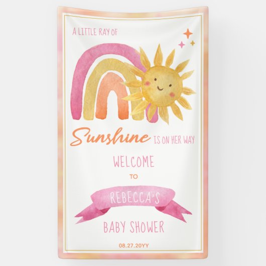 Een kleine Ray van Sunshine Girl Baby shower Spandoek (Verticaal)