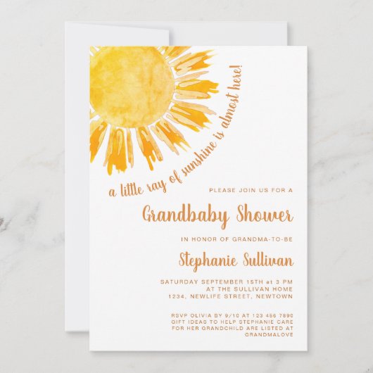 Een kleine Ray van Sunshine Grandbaby Shower Invit Kaart (Voorkant)
