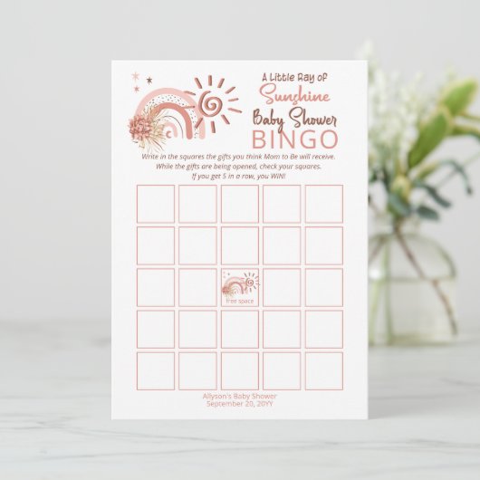 Een kleine Ray Zonnebingbingo Baby shower Kaart (Staand voorkant)