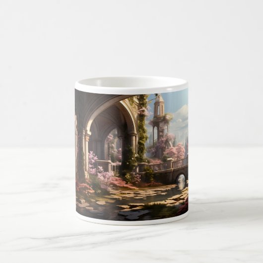 Een kleine rivier in verlaten gebouw koffiemok (Center)