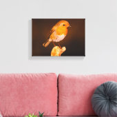 Een kleine Robin vogel op de baars Canvas Afdruk (Insitu (Woonkamer))