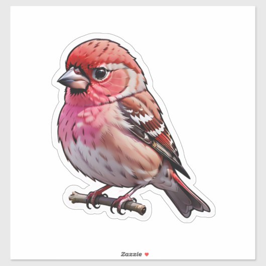 Een kleine rode vogel sticker (Vel)