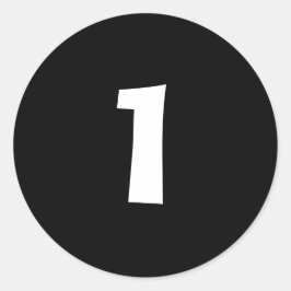 Eén kleine ronde zwarte nummerborden van Janz Ronde Sticker