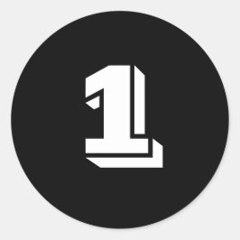 Eén kleine ronde zwarte nummerborden van Janz Ronde Sticker