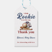 Een kleine Rookie Sport Blue Baseball Baby shower Cadeaulabel (Voorkant)