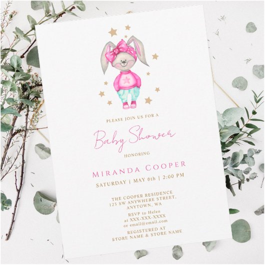 Een kleine roze baby shower Waterverf Kaart