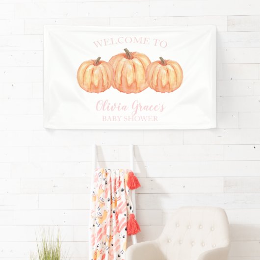 Een kleine roze Baby shower welkomstbanner Spandoek (Insitu)