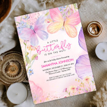 Een Kleine Roze Bloemetuin Baby Shower Vlinder