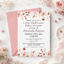 Een Kleine Roze Wilde Bloem Meisje Baby Shower