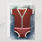 Een kleine Santa Baby is op weg naar het Baby show Kaart (Achterkant)