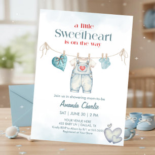 Een kleine schat Blauwe Jongen Baby shower Kaart
