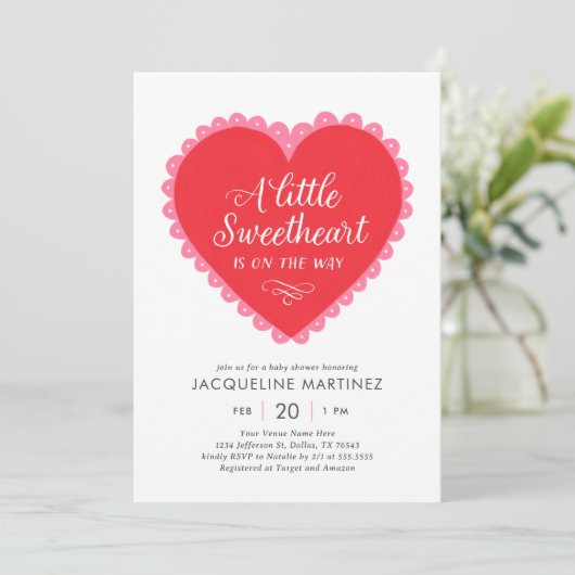 Een kleine schat Valentijnsdag babyshower Kaart (Staand voorkant)