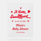 Een kleine schatje Valentijn Baby shower Welkom Acryl Bord (Voorkant)