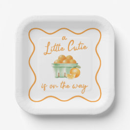 Een kleine schattige oranje baby shower papieren bordje