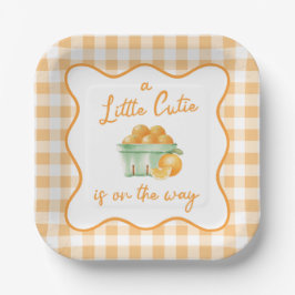 Een kleine schattige oranje baby shower papieren bordje
