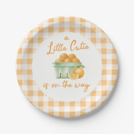 Een kleine schattige oranje baby shower papieren bordje