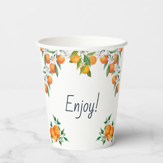 Een kleine schattige Oranje citrus Baby brunch Papieren Bekers (Achterkant)